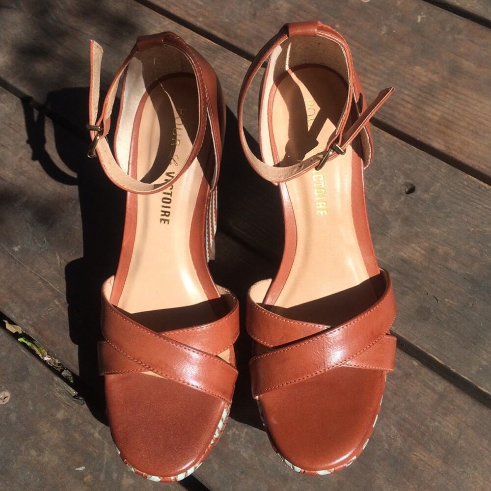 Pour La Victoire Italian Made Leather Soled Platform Wedges Size 6 - Picture 4 of 10